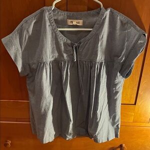 Madewell Blue Gingham Peasant Top